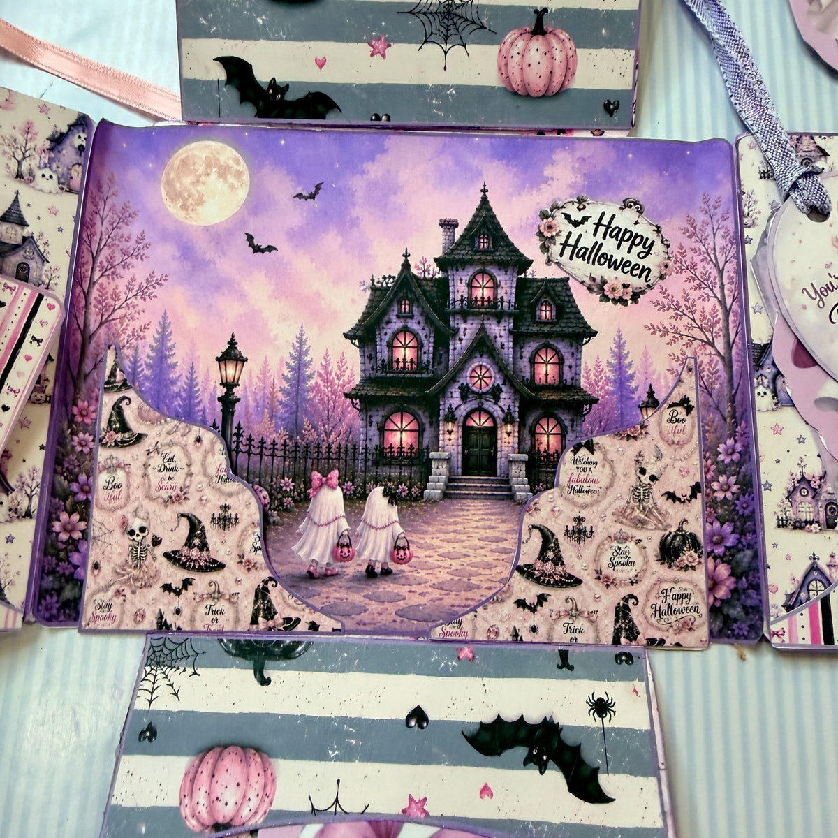 Ghostly Halloween 3D Card Folio Printable Kit | Cute Halloween Paper Craft PDF