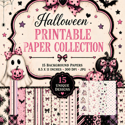 Ghostly Halloween Printable Collection Bundle | 3D Card Folio, Digital Papers, Tags & Ephemera
