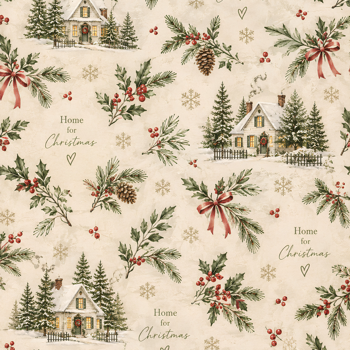 Home for Christmas Printable Paper Collection | 20 Digital Papers