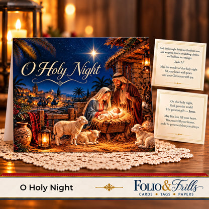 O Holy Night Printable Christmas Card | Christian Nativity Digital Card
