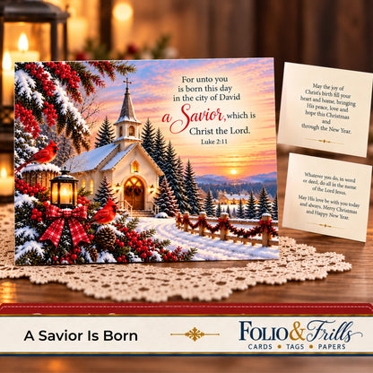 A Savior Is Born Printable Christmas Card | Christian Nativity Digital Card