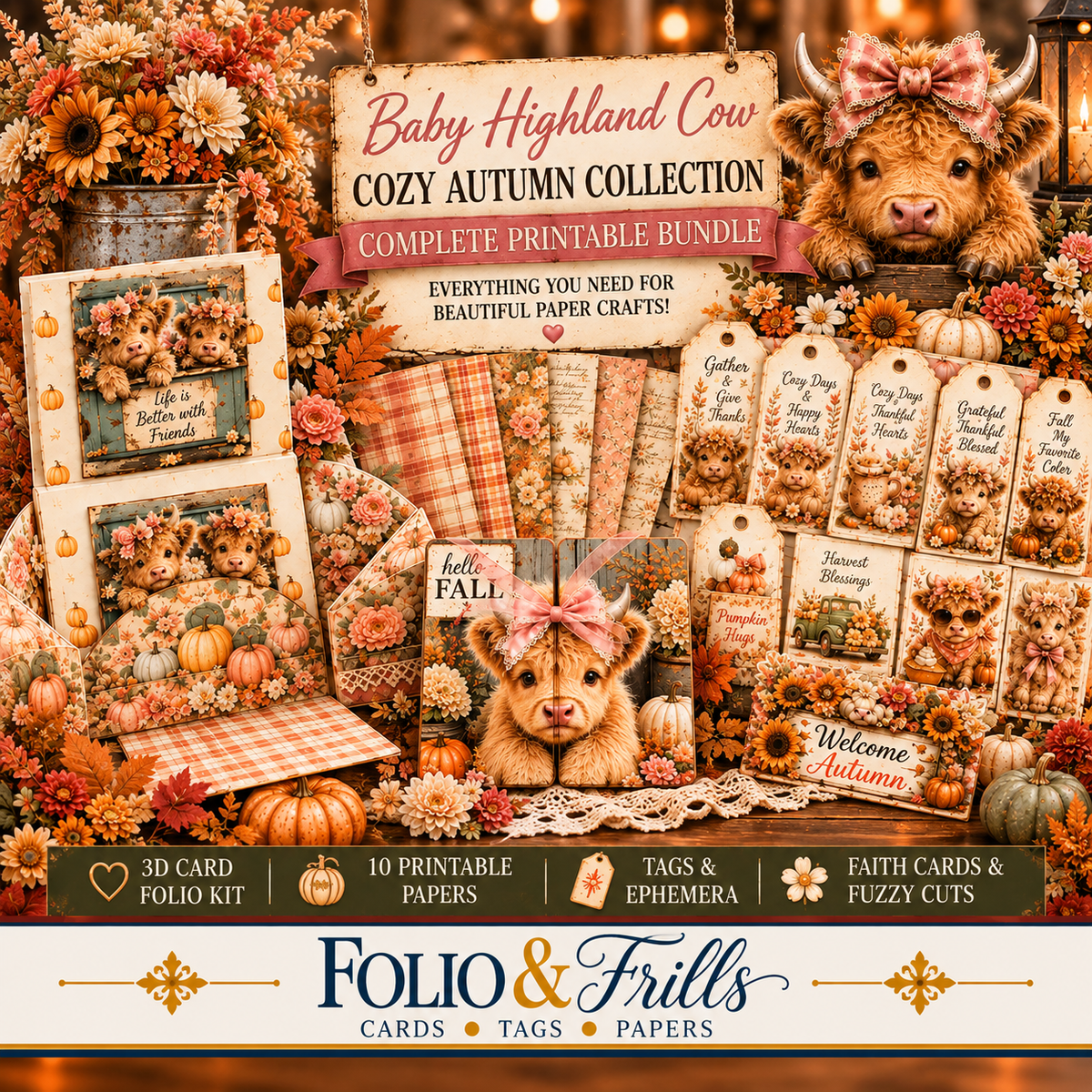 Baby Highland Cow Cozy Autumn Collection Bundle