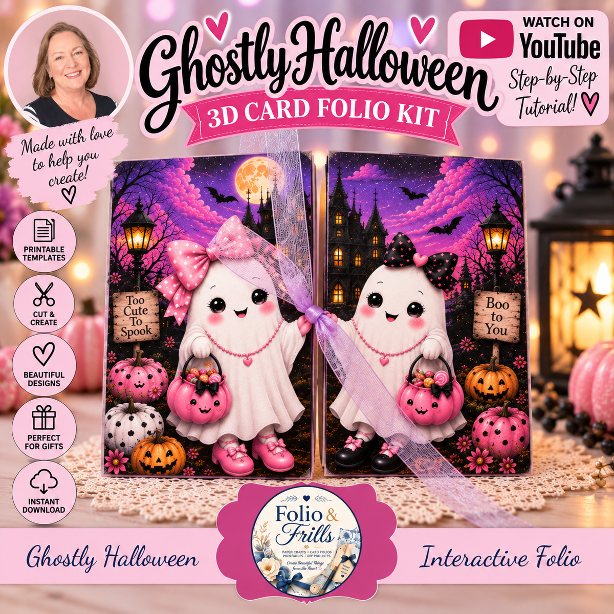 Ghostly Halloween Printable Collection Bundle | 3D Card Folio, Digital Papers, Tags & Ephemera