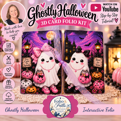 Ghostly Halloween Printable Collection Bundle | 3D Card Folio, Digital Papers, Tags & Ephemera