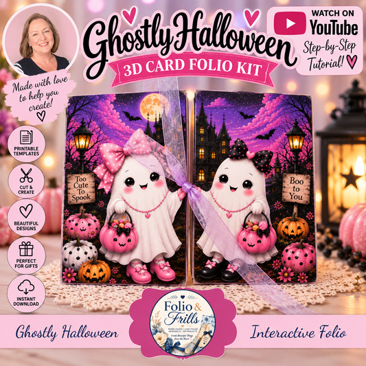 Ghostly Halloween Printable Collection Bundle | 3D Card Folio, Digital Papers, Tags & Ephemera