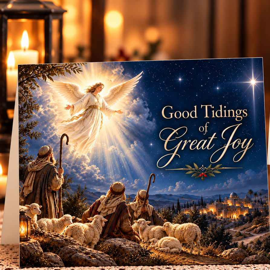 Good Tidings of Great Joy Printable Christmas Card | Christian Angel Digital Card