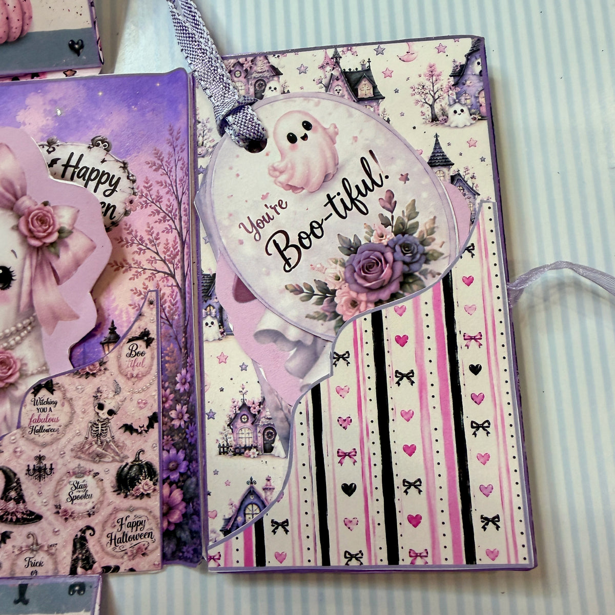 Ghostly Halloween 3D Card Folio Printable Kit | Cute Halloween Paper Craft PDF