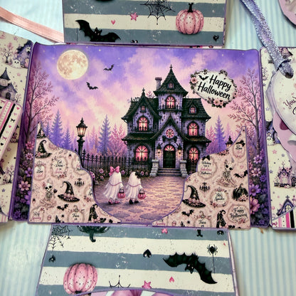 Ghostly Halloween 3D Card Folio Printable Kit | Cute Halloween Paper Craft PDF