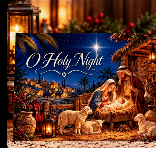 O Holy Night Printable Christmas Card | Christian Nativity Digital Card