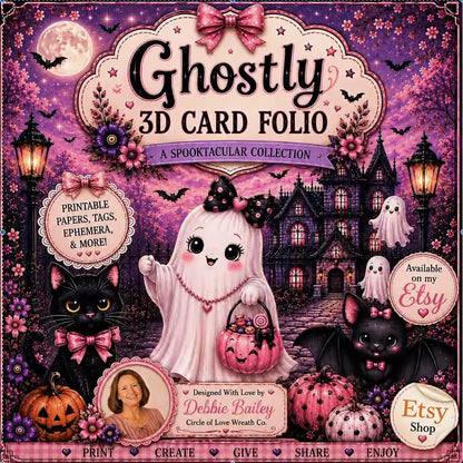 Ghostly Halloween 3D Card Folio Printable Kit | Cute Halloween Paper Craft PDF
