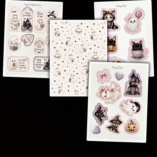 Ghostly Halloween Tags & Ephemera Printable Kit | Cute Halloween Paper Craft PDF