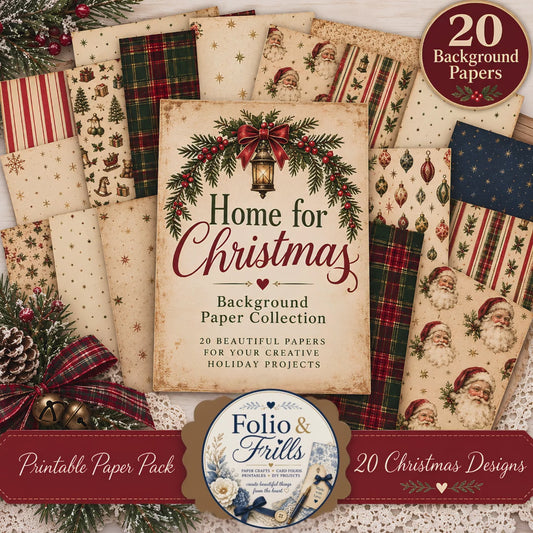 Home for Christmas Printable Paper Collection | 20 Digital Papers